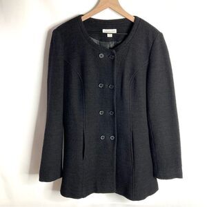 Coldwater Creek Black Coat Jacket Wool Blend Size Small Peacoat